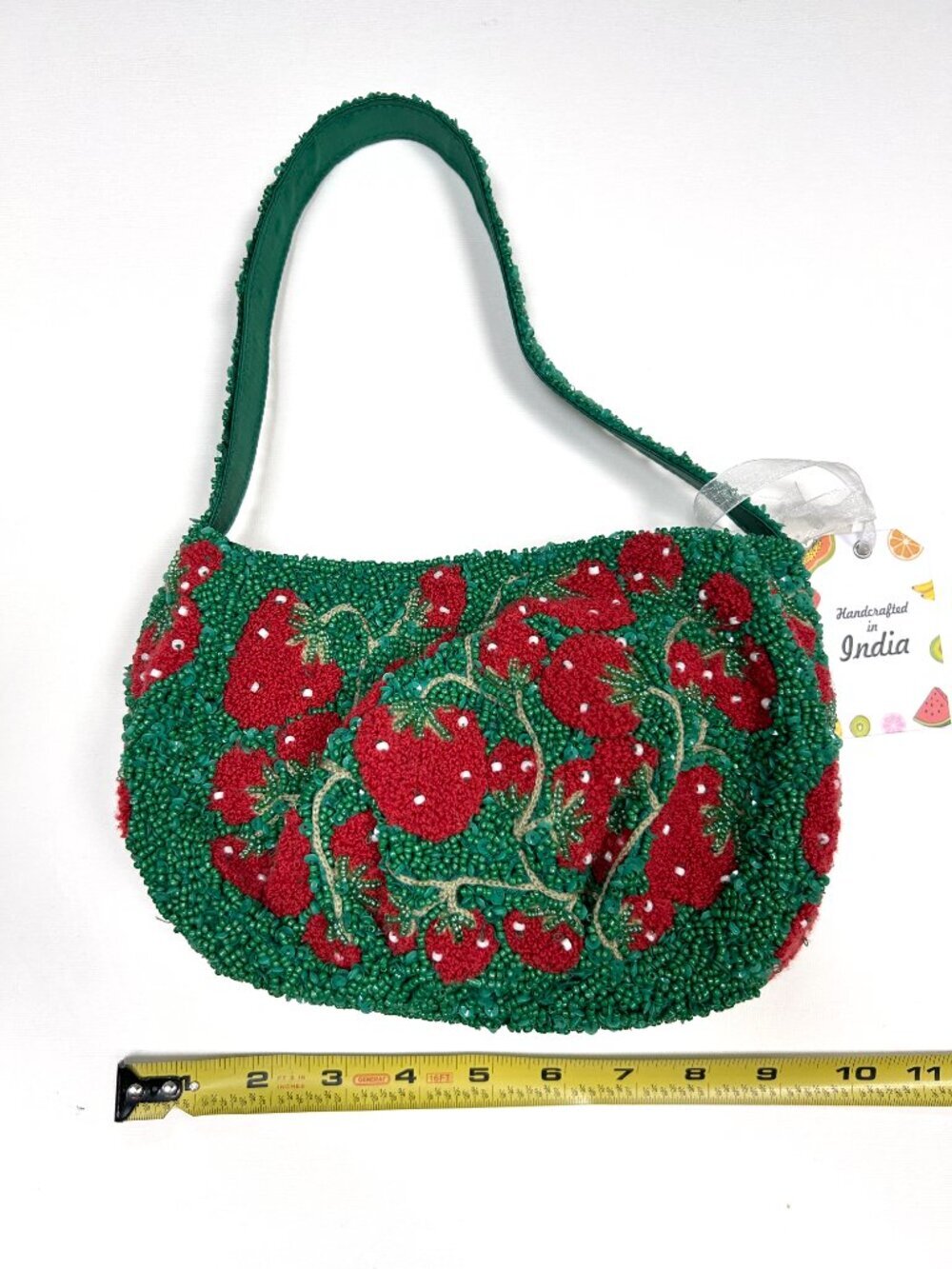 Viral TikTok Strawberry Beaded Mini Handbag Fruit Purse Handmade in India NWT - Picture 6 of 7